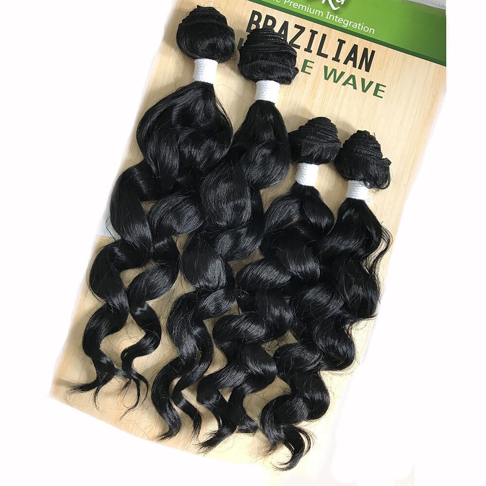 Body Wave 4 Bundels Synthetisch Haar Weave Pruik Zwart Bruin Kleur Haar Weven Uitbreiding Soku Hittebestendige Haar Weave Bundels