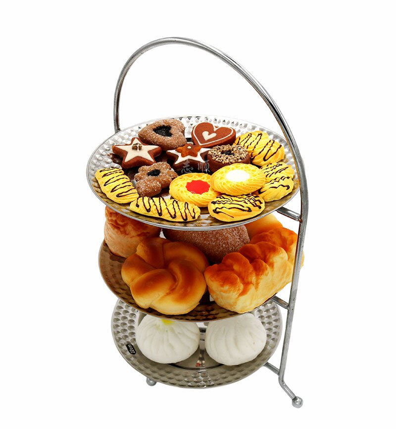 Msjo Three Layer Wrought Iron Cake Display Stands Stainless Steel Birthday Dessert Table Wedding Afternoon Tea Display Stands