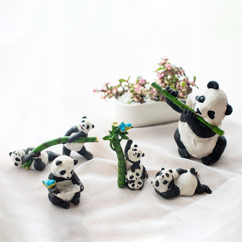 Statue de panda mignonne en résine, micro-décoration pour voiture, bureau, jardin extérieur, sculpture animale, décoration, ornement
