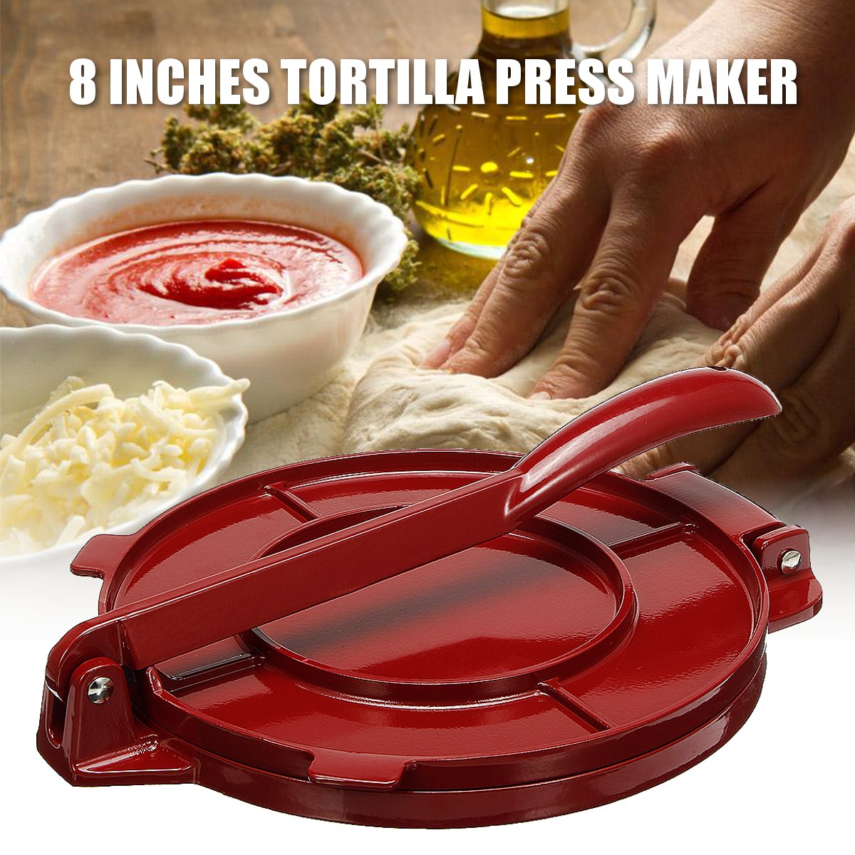 8 Tortilla Press – Heavy-Duty Plastic Tortilla Maker for Corn Tortillas | Authentic Prensa de Plástico para Tortillas | Manual Tortilla Machine – Non-Stick, Easy to Use