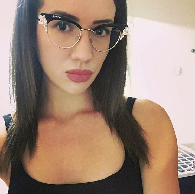 45120 Monturas de gafas ópticas de lujo con forma de ojo de gato para mujer, gafas con diamantes de imitación brillantes