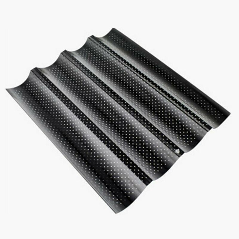 Non-stick Carbon Steel 4 Groove 2 Groove Wave French Bread Baking Tray For Baguette Bake Mold Pan Long Baguette Mold Home Baking: 04