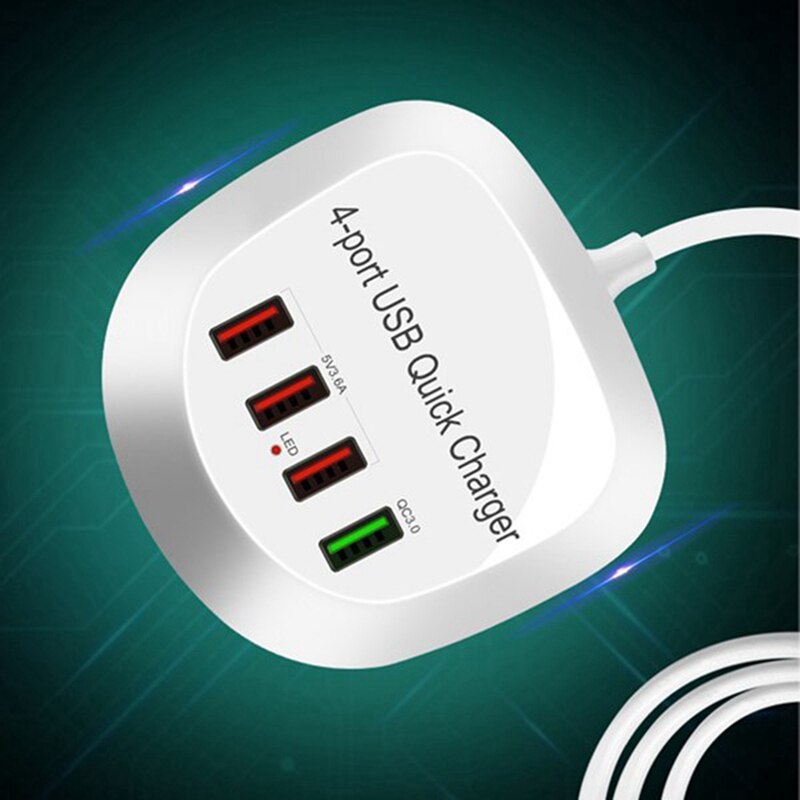 USB Ladegerät Hub Mit Schnell Ladung 4 USB Hafen Tragbare Schnelle Telefon Ladestation Für Heimat Sekretariat Schreibtisch Reise UNS stecker