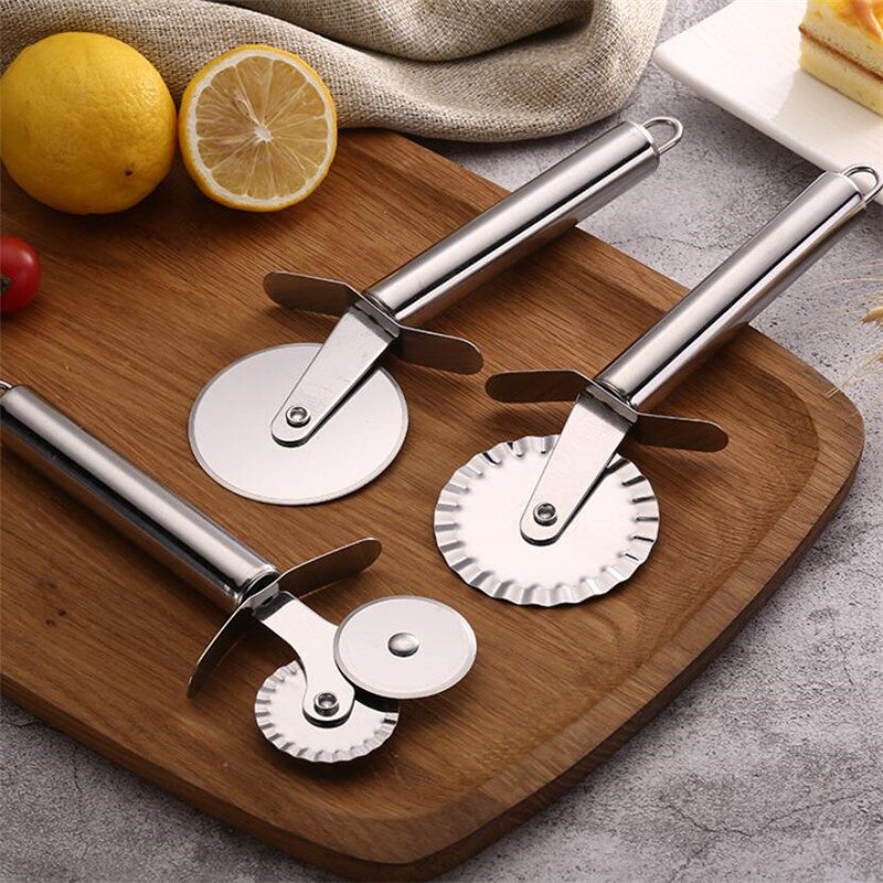 4 Patronen Pizzasnijder Dubbele Roller Pizza Mes Cutter Gebak Pasta Deeg Crimper Keuken Pizza Gereedschap