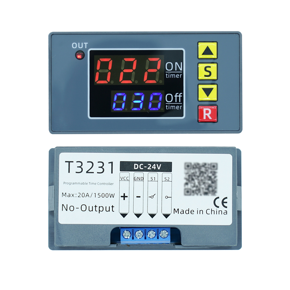 T3231 AC110-220V DC 12/24V Digital Cyclic Time Delay Relay LED Display time Relay Cycle Timer Control Switch: WHITE