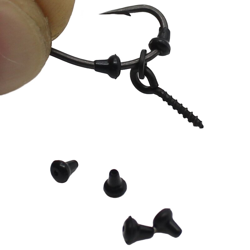 Topes de gancho para pesca de carpa, accesorios de pesca de carpa, cuentas de mango, tapones para ganchos deslizantes, cuentas de goma para herramientas de aparejo de cabello de carpa, 100 Uds.