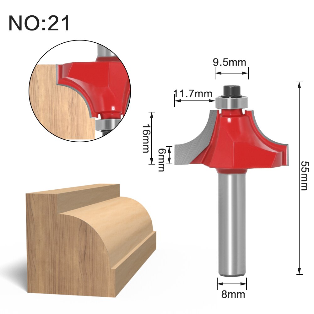 1 st 8mm Schacht hout router bit Rechte frees trimmer reiniging flush trim hoek ronde cove doos bits frezen Cutte