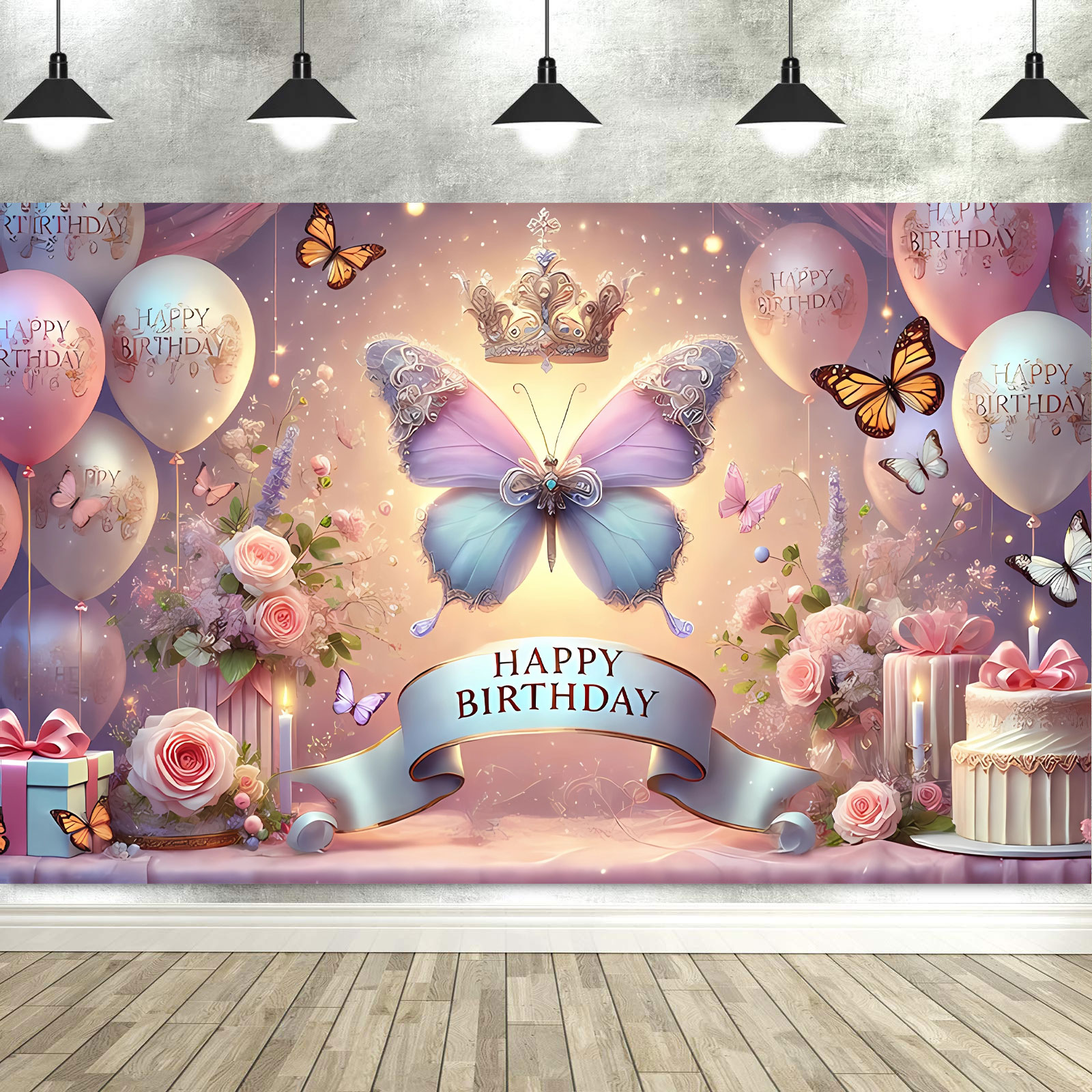 Dewprint Happy Birthday Backdrop Banner for Women Party Decorations Photoshoot Photography Background Curtains Screen Props: Fuchsia / 150*200