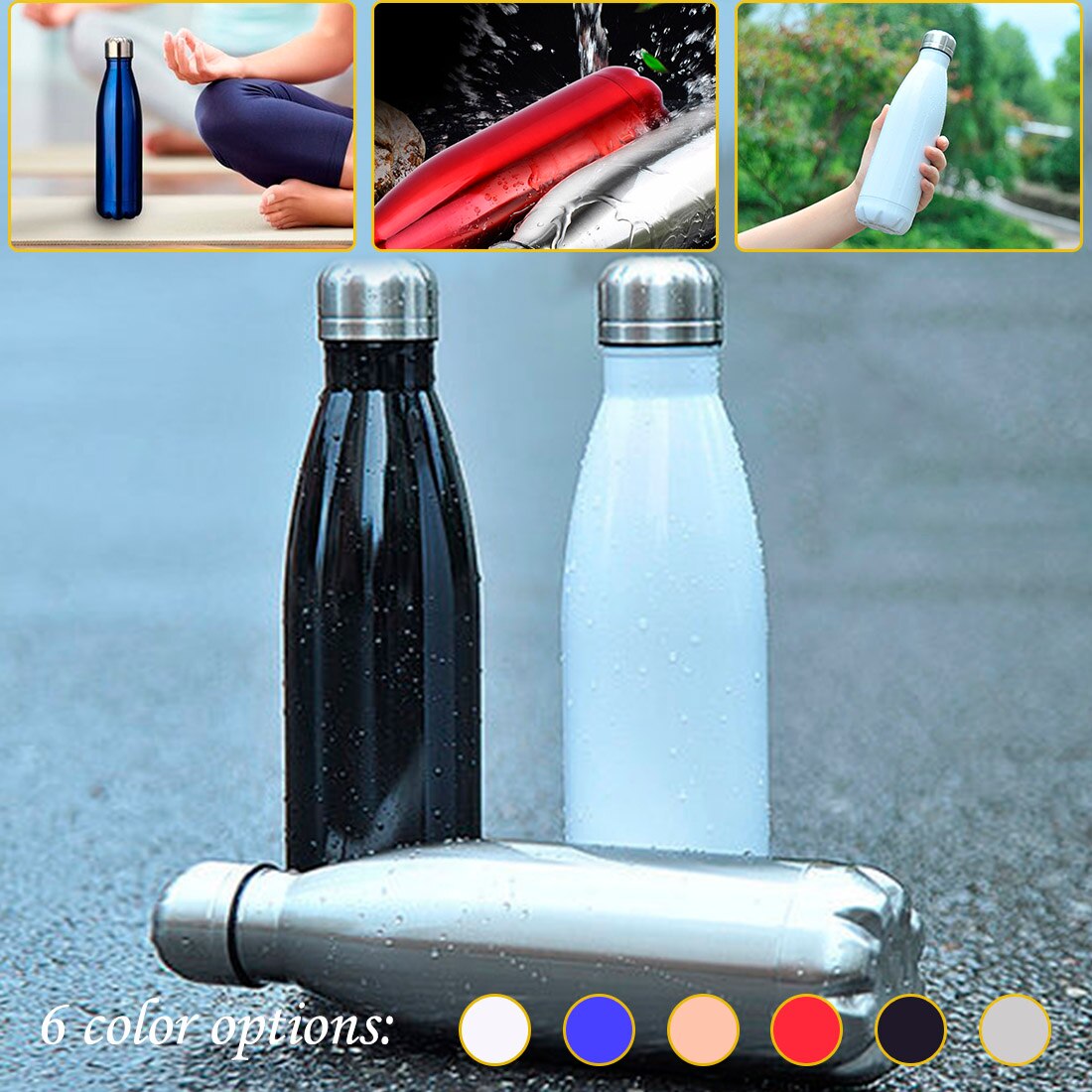 500ml vacuümflessen 304 roestvrijstalen wijnflesvormige thermosfles voor in de auto, reis, bowlingfles vacuümfles