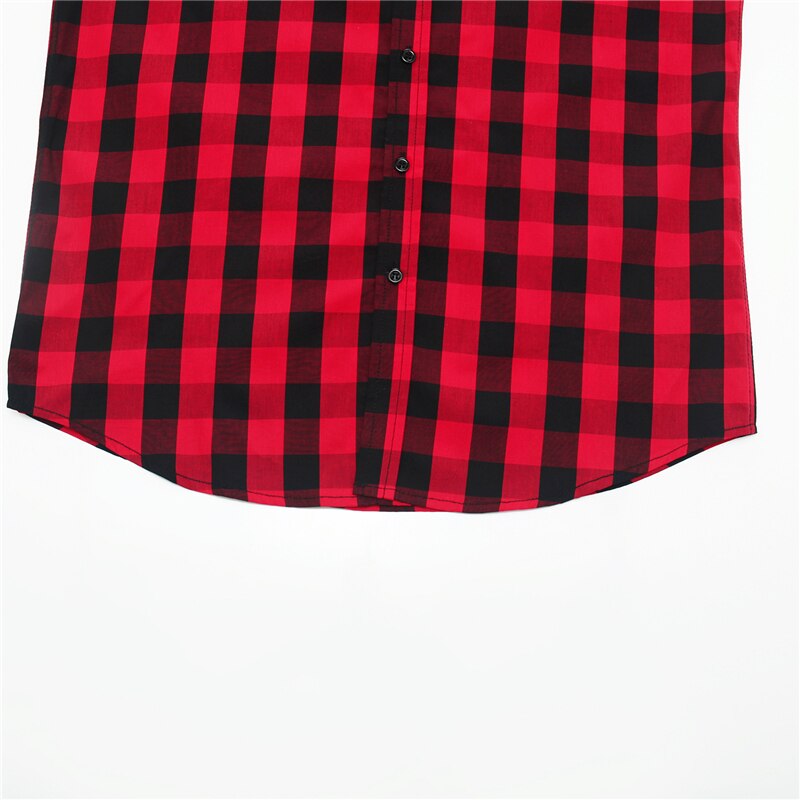 Efterår plaid rød skjorte herre slim fit business casual social langærmet ternet skjorter i ren bomuld ,fm274