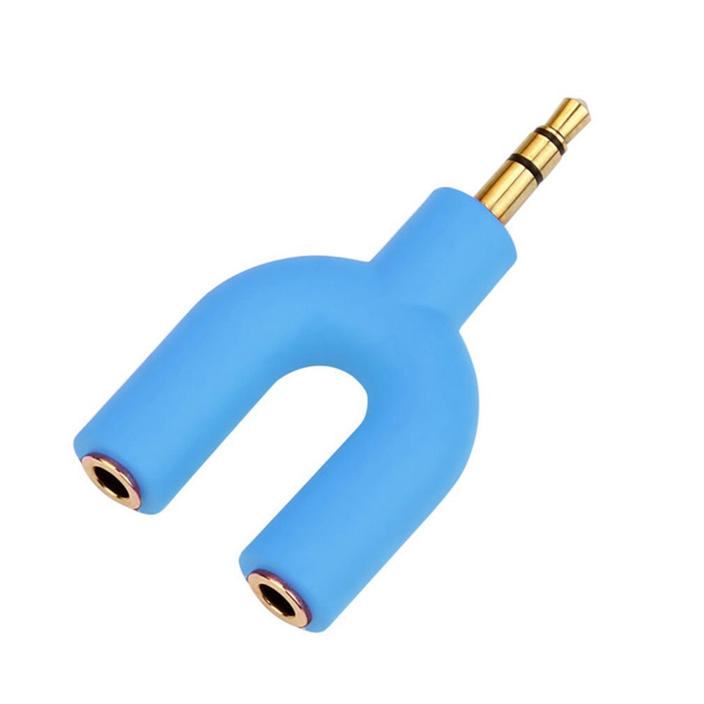 3.5mm adapter för dubbelkontakt till hörlurar för adapter för  mp3 spelare för hörlurar: Blå