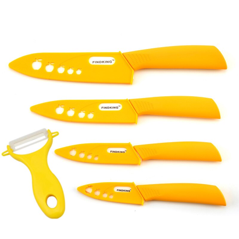 Køkken keramiske knive til frugter zirconia 6 farver kniv sæt keramisk kniv sæt 3 4 5 6 tommer med skræller dæksler: Gul