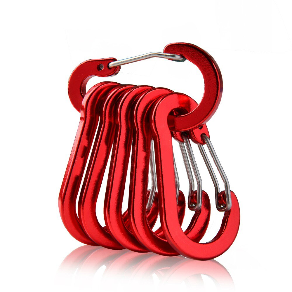 6 Stuks Aluminium Karabijnhaak Sleutelhanger Outdoor Camping Klimmen Snap Clip Lock Haak Vissen Tool Gyh: Red