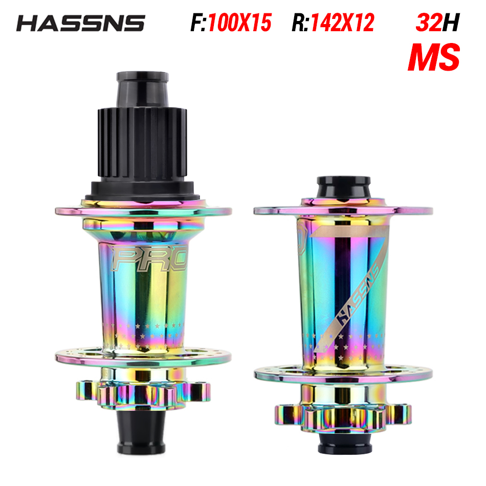HASSNS PRO7 Eje pasante para bicicleta de montaña SHIMANO, 24/32 agujeros, radios j-bend, 12x142, HG/XD/MS, 4 piezas, rodamiento sellado: Gris oscuro