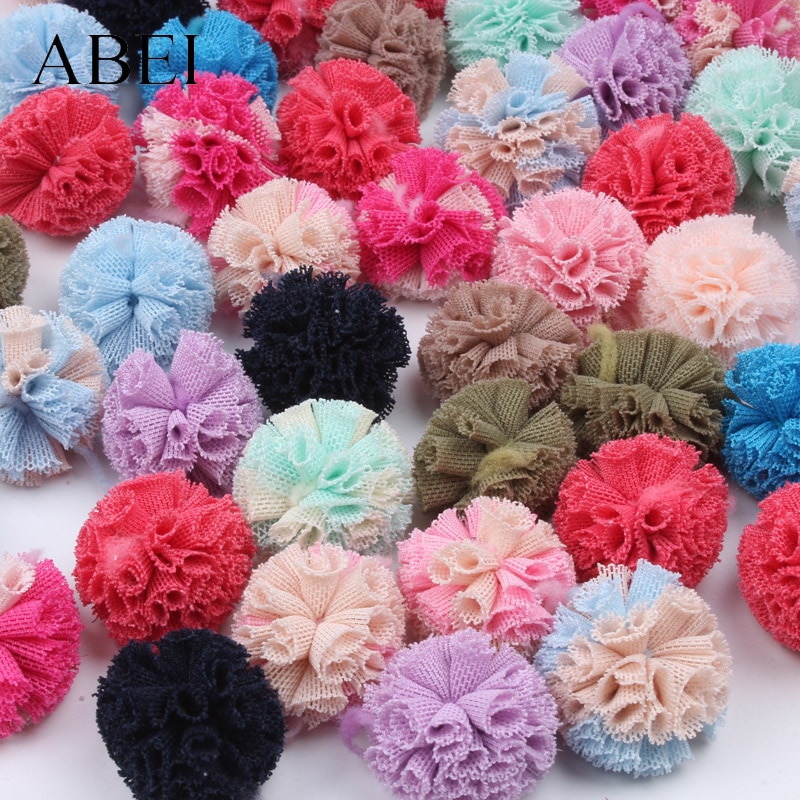 Pompones con flores suaves de 15mm y 25mm, Pompones de manualidades para el hogar, bodas, fiestas, decoración de juguetes, Pompones de Artesanías hechas a mano