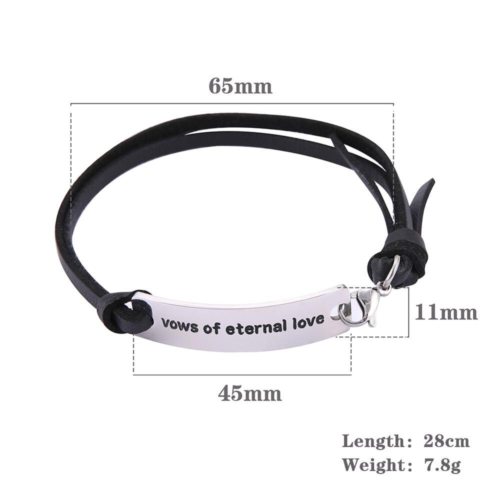 Skyrim-pulsera de cuerda de cuero sintético para hombre, brazalete con palabras inspiradoras de acero inoxidable, color marrón y negro, para amantes y amigos