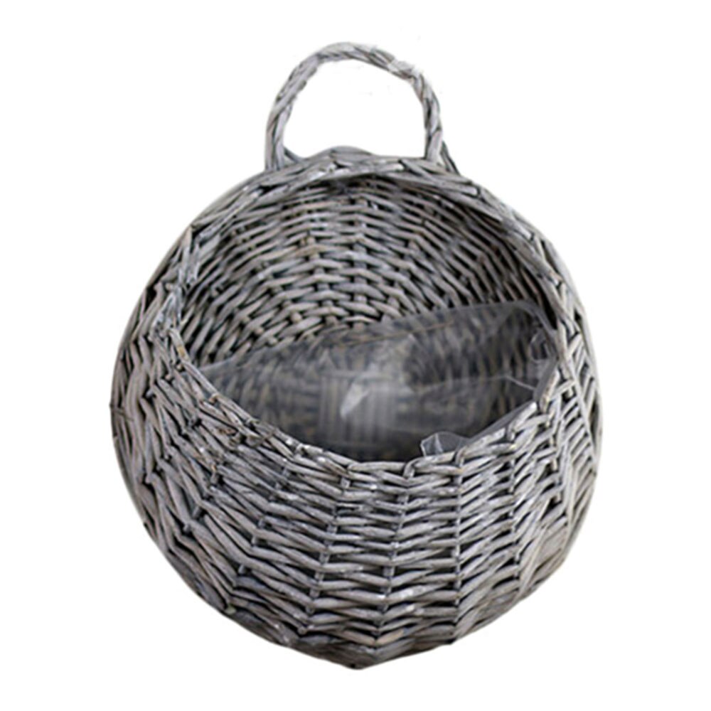 Cesta de mimbre Natural para colgar en la pared, maceta para flores, cesta de ratán, contenedor de almacenamiento para decoración del hogar y jardín: B