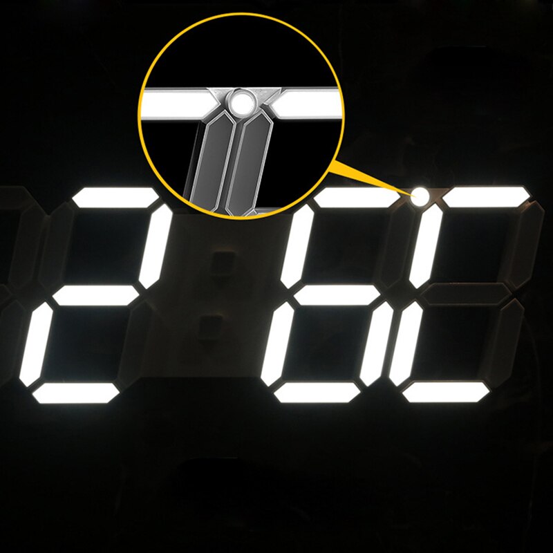 Stor modern digital led skelett väggklocka timer 24/12 3d, svart