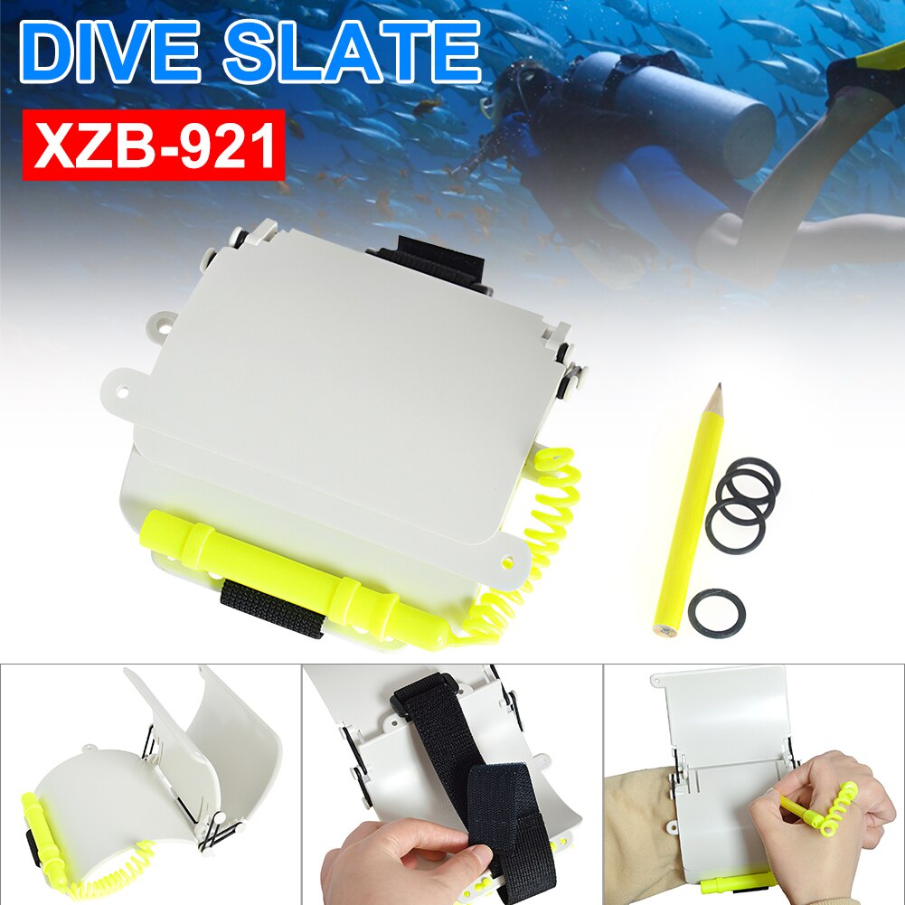 Writing Tablet Dive Slate 3 Panels Replaceable Pencil with Safety Leash Waterproof O-ring Reusable Writing Slate Scuba Diving