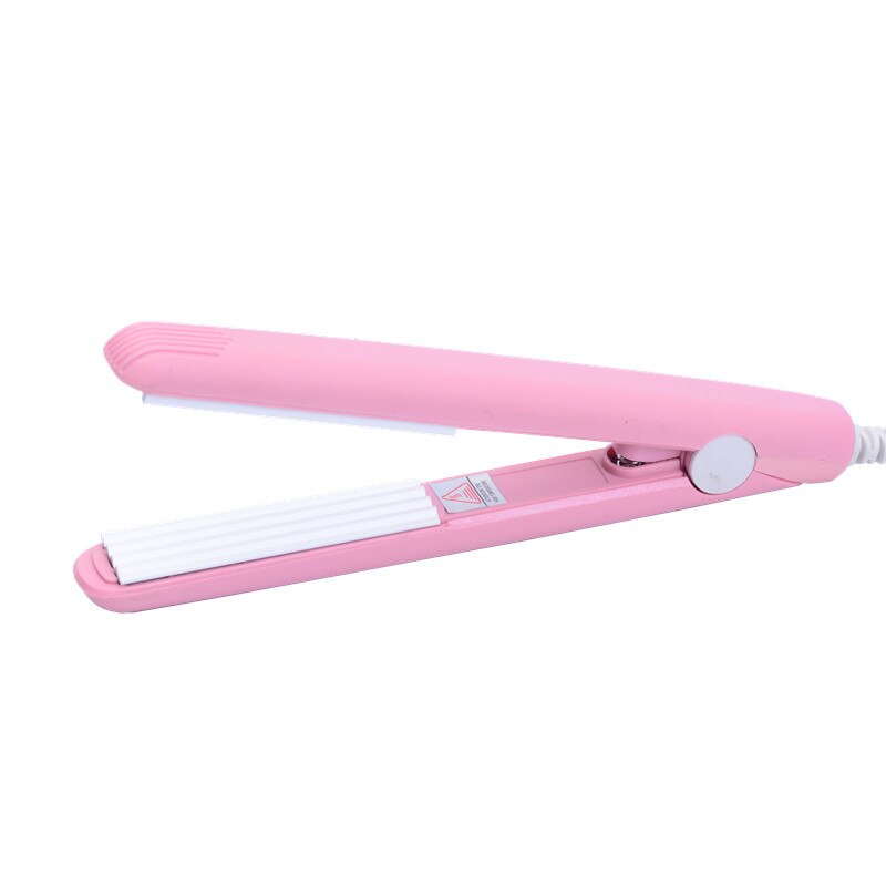 Mini plancha de pelo electrónica plancha de cerámica plancha de hierro corrugado rizador de pelo herramientas de estilismo Multicolor: Pink Curly