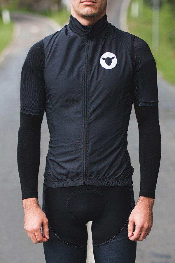 lightweight Men's cycling vest windproof gilet all season need one easy to carry orange and black color