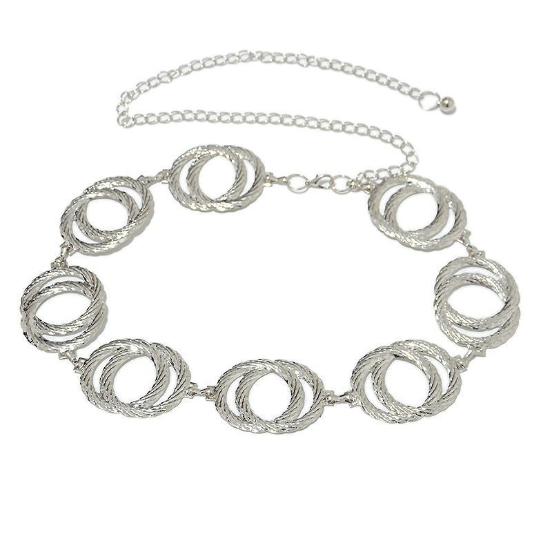 Gouden En Zilveren Vrouwen Grote Dubbele O Ring Taille Kettingriem: Black