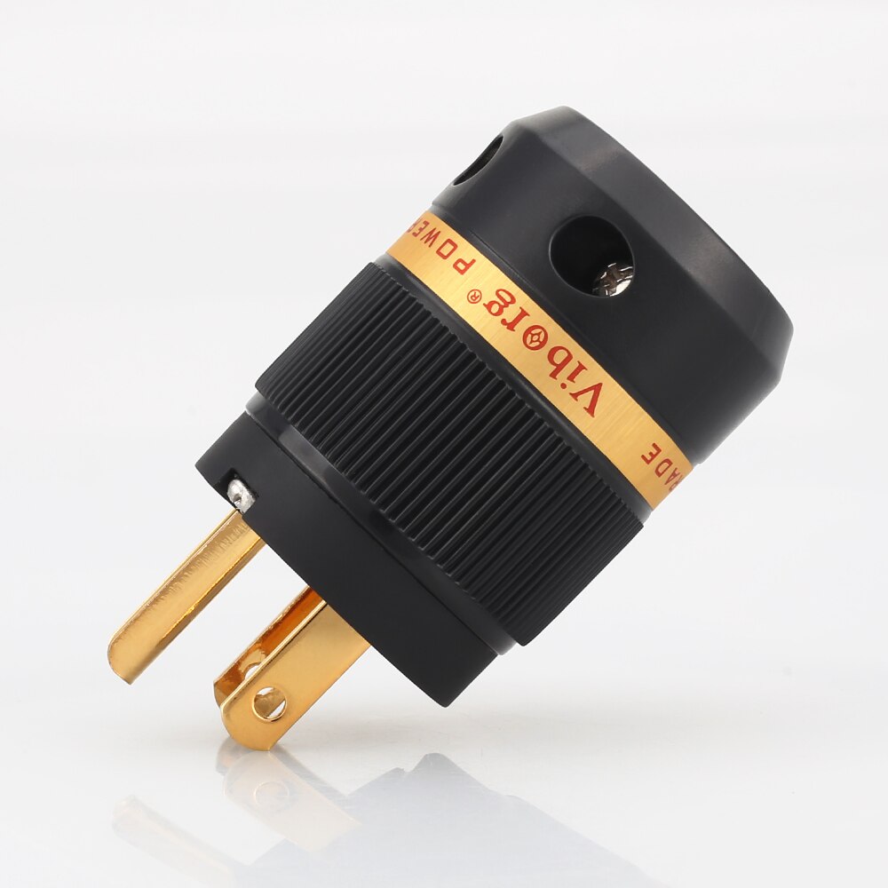 Viborg VM501G Pure Copper Gold Plated US AC Power Plug Connector for Audio DIY Mains Power Cable
