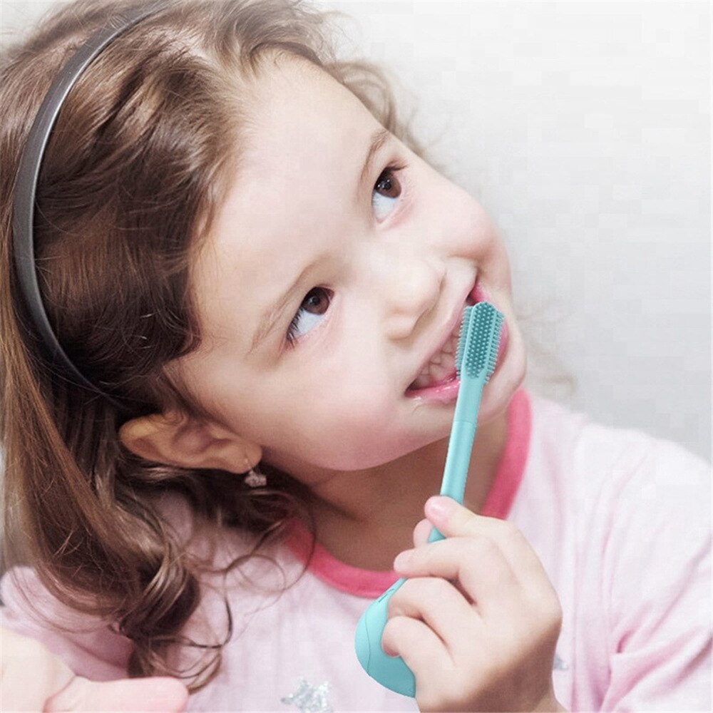 Brosse à dents électrique en gel de silice pour enfants, trois brosses, brosse à dents à 45- degrés, blanchiment des dents, dessin animé mignon, chargement sans fil 40