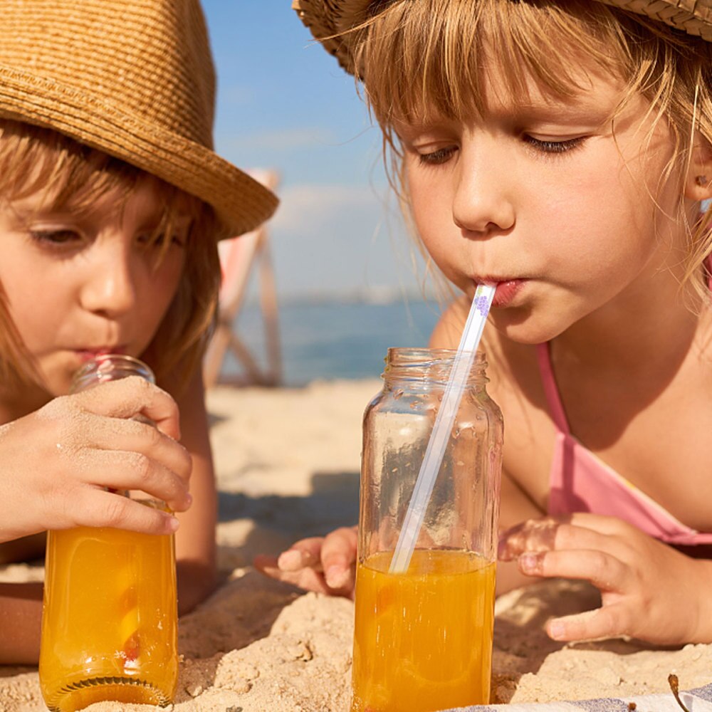 5PCS Straw Transparent Glass Straw Drinking Straw