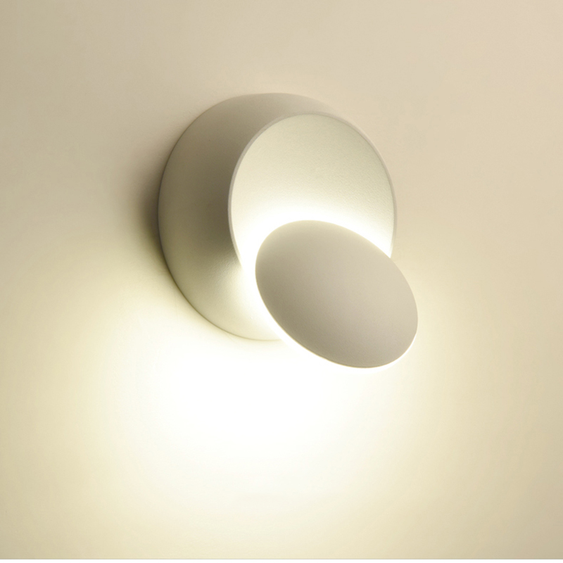 LED Wandlamp 360 graden rotatie verstelbare bed lichten wit Zwart creatieve wandlamp moderne gang gangpad ronde lamp