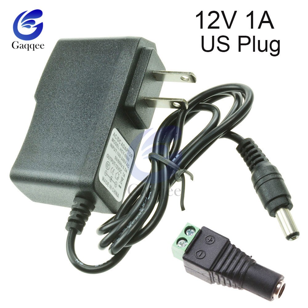 EU US Plug Driver Adapter AC 110V 220V to DC 12V 2A 5V 1A 5.5*2.1mm LED Power Supply + Female Connector For LED Strip Converter: US 12V 1A