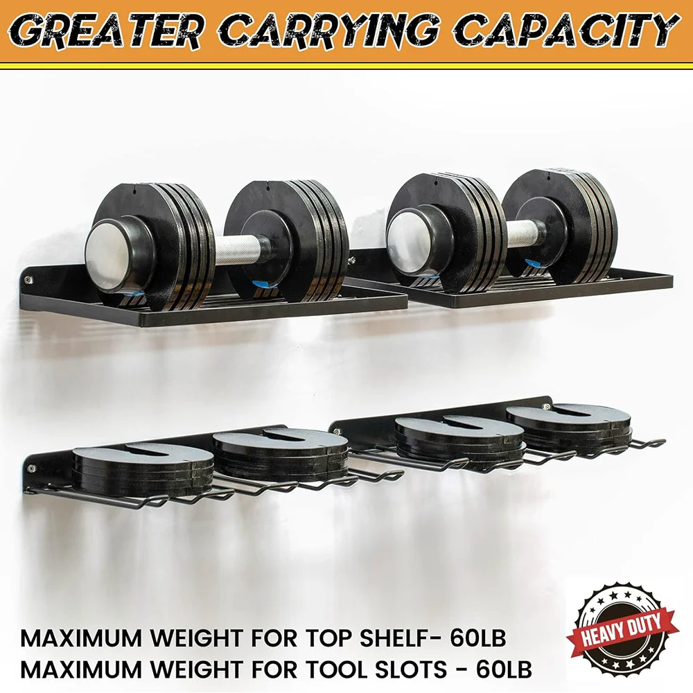 Soporte de montaje en pared para herramientas eléctricas, tablero perforado de alta resistencia, juego de herramientas de almacenamiento de pared, estante de almacenamiento para destornillador y taladro para taller/garaje