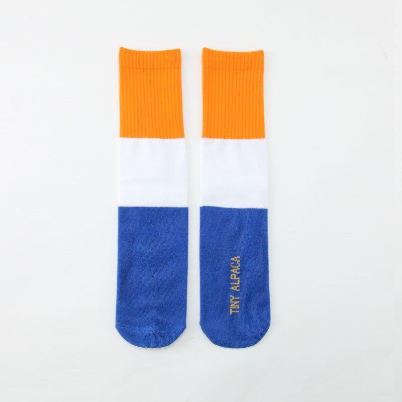 Bambini ragazzi ragazze calzini di cotone Patchwork nuovo stile moda per bambini calzini tubolari di media lunghezza per neonata calzini al ginocchio per 2-8T: Blu