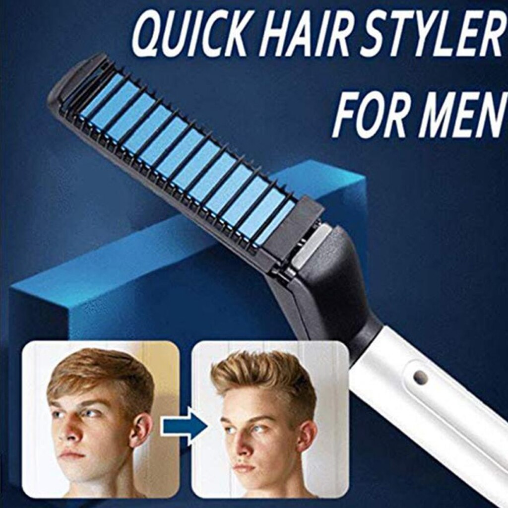 Men Hair Curler Comb Curling Quick Electric Heating Hair Brush EU Plug
