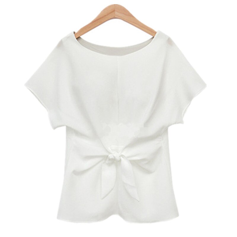 Xl Xxxxxl Plus Size Vrouwen Kleding Zomer Stijl Mode Dame Top Boog Shirts Chiffon Blouses Vrouwelijke Tunieken Camisas Femininas: WHITE / L