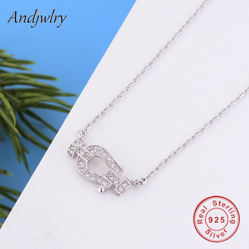 925 Sterling Silber Hufeisen Halsketten Anhänger Mit Klaren CZ Frauen Halsketten DIY 925 Silber Edlen Schmuck Berloque