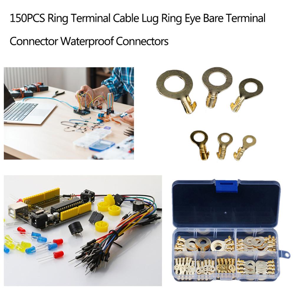 150PCS Ring Terminal Cable Lug Ring Multi-function Electrical Connector Kit Terminal Waterproof Connectors Car Accessories