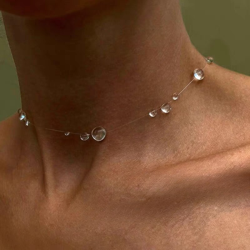 Handmade Dew Rain Earrings Bracelet Necklace Jwelry Set for Women Teen Girls Mom Crystal Wedding Party Jewelry for Her: Light Yellow Color