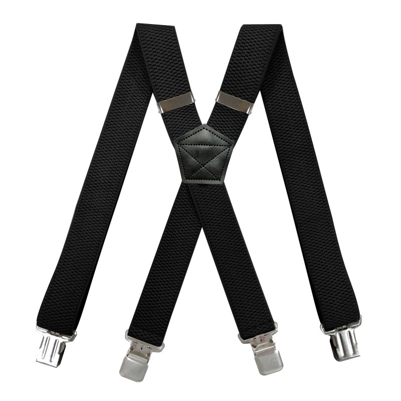 Männer Schwere Arbeit Hosenträger 3,8 cm Breite X-bilden mit 4 schwenken schnappen Haken Einstellbare Elastische Radfahrer snowboard Hosen Hosenträger: Clip Stil Schwarz