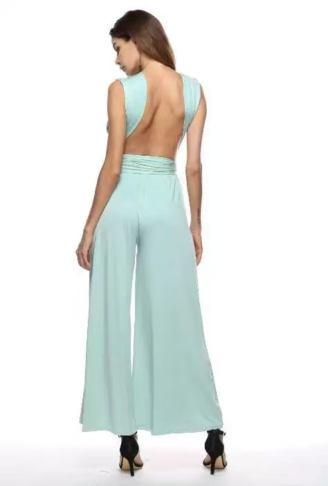 Multiway Convertible Jumpsuit Formal Multi Wrap Wedding Dress Cocktail Floor Jumpsuits Navy Blue Bridesmaid Infinity Jumpsuit: M / SKY BLUE