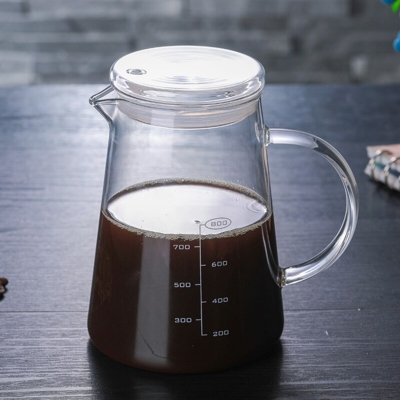 1200ml Large Capacity Hand-brewed Coffee Pots Glass Espresso Water Drip Coffee Maker with Lid Anti-scalding Glass Coffee Cup