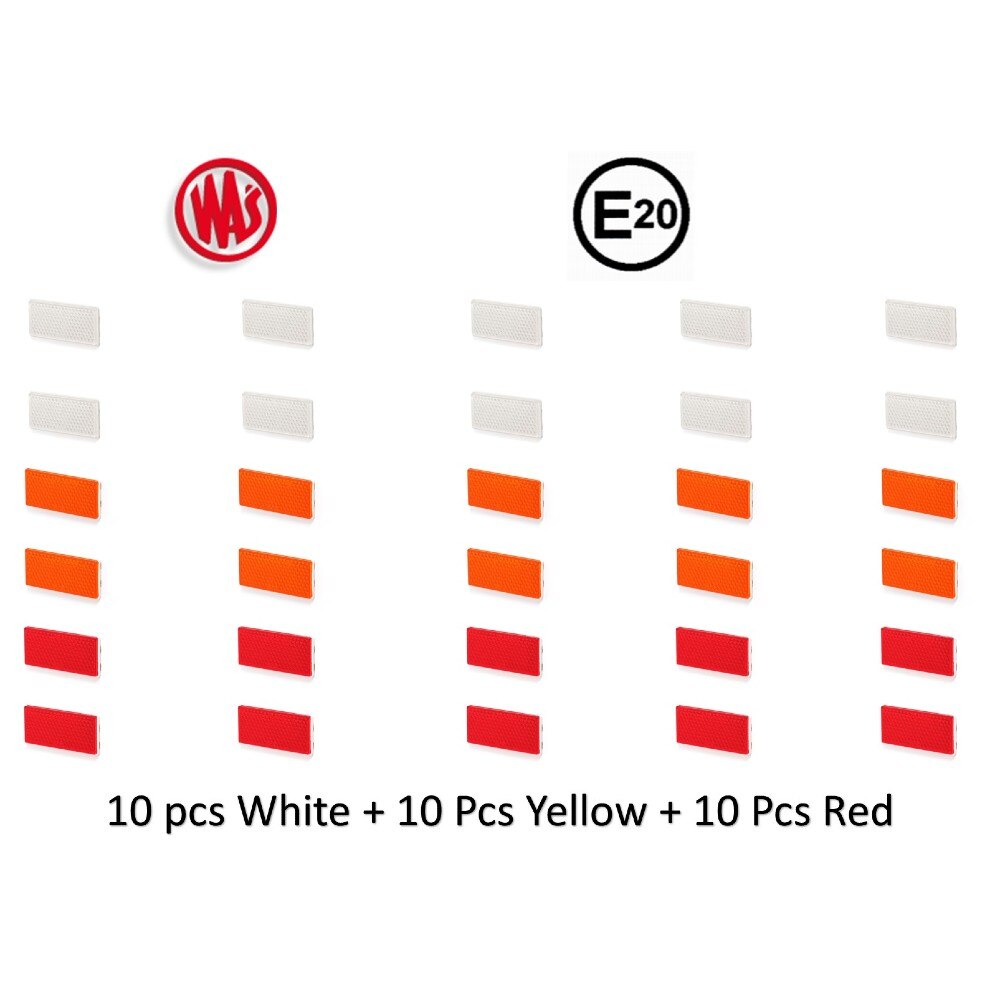 Cat Eye Reflector 105x48mm Adhesive Truck Tractor Caravan Bicycle Motorcycle Reflective Reflector: 10 Pcs Yellow + 10 Pcs White + 10 Pcs Red