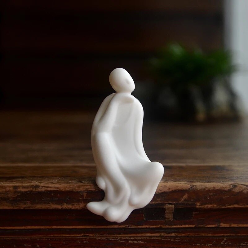 Chinois poterie Figure ornement Zen poupée Dehua blanc en céramique petits ornements Mini décorations Mini ensemble de thé décor à la maison: Ornament3