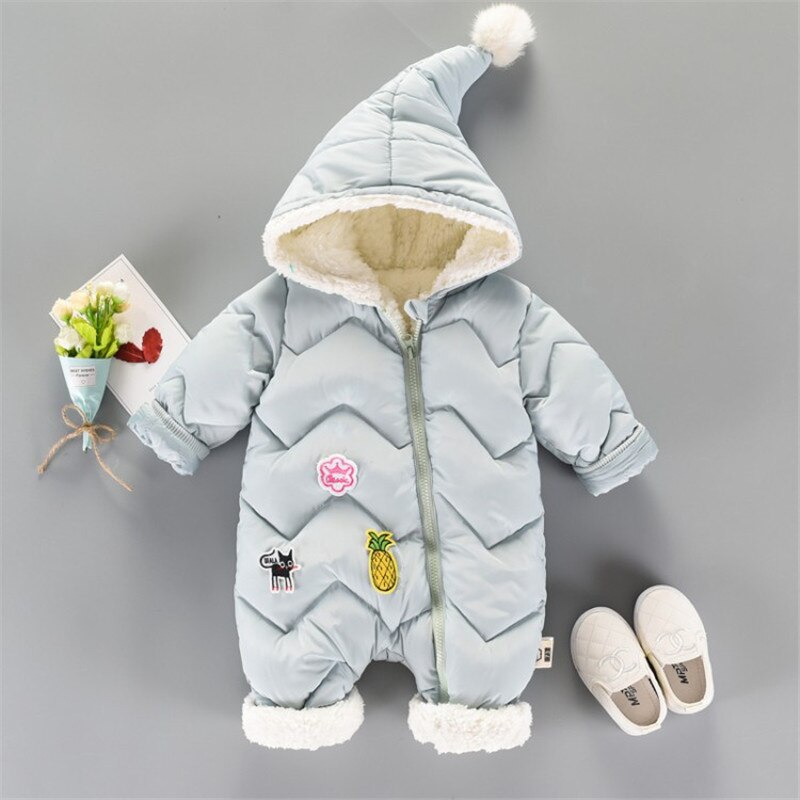 -30 Graden Winter Overalls Voor Kinderen Jas Baby Sneeuw Dragen Pasgeboren Snowsuit Jongen Warme Katoen Meisje Kleding bodysuit 0-18M: Light blue / 9m