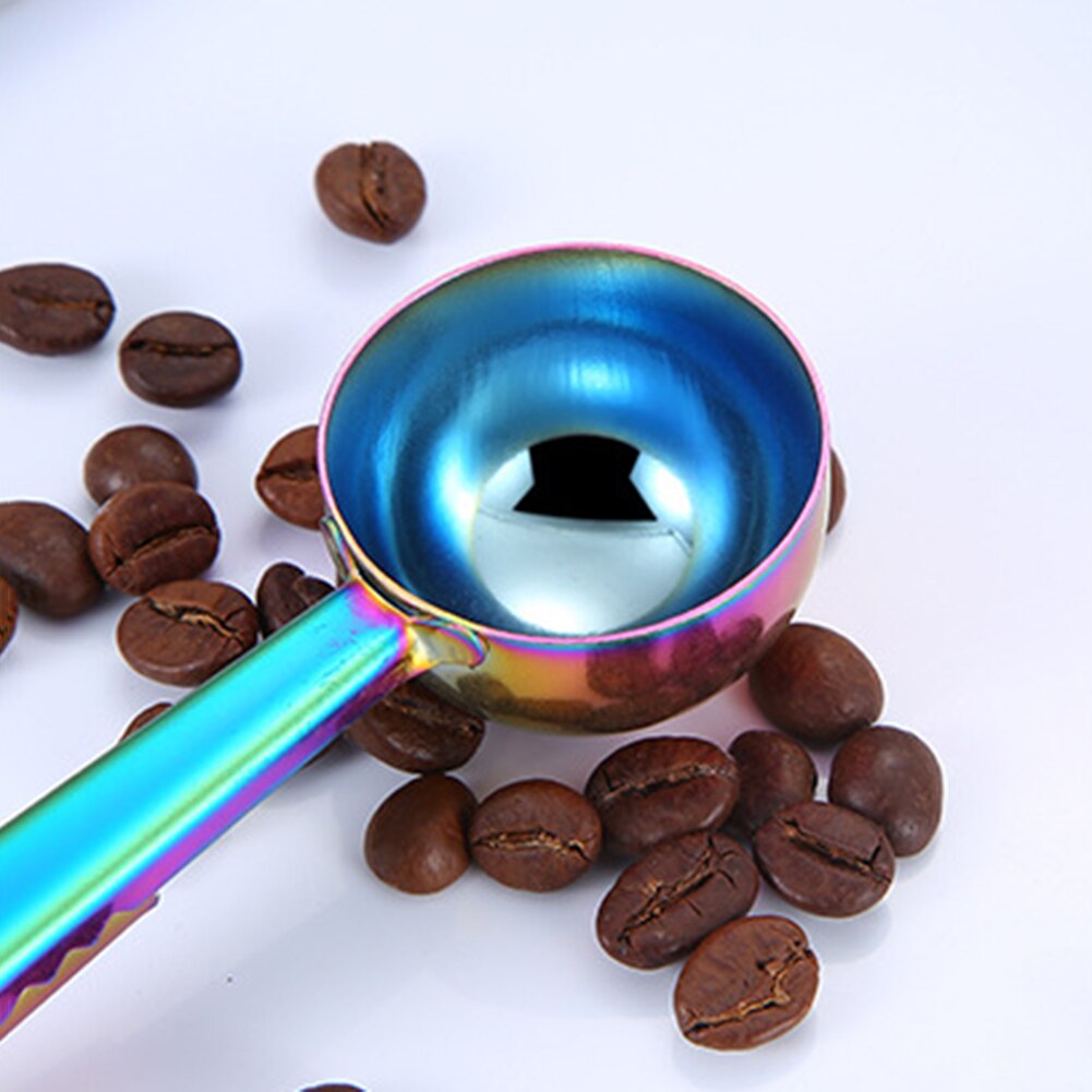 Multifunction Kitchen Utensils Measuring Spoon Anti-Slip Handle Stainless Steel 2 in 1 Seal Clip Coffee Spoon Sugar Cake Scoop