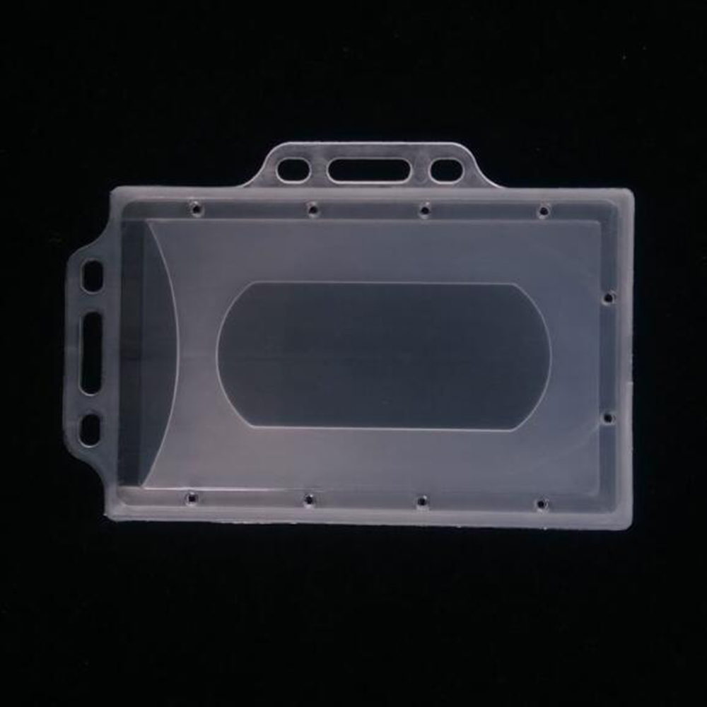 5 Pack Heavy Duty ID Badge Holder With 3 Type Badge Holder Hard Plastic Clear Credit Card Holder With Thumb Slots Holds 2 Card: Double Direction