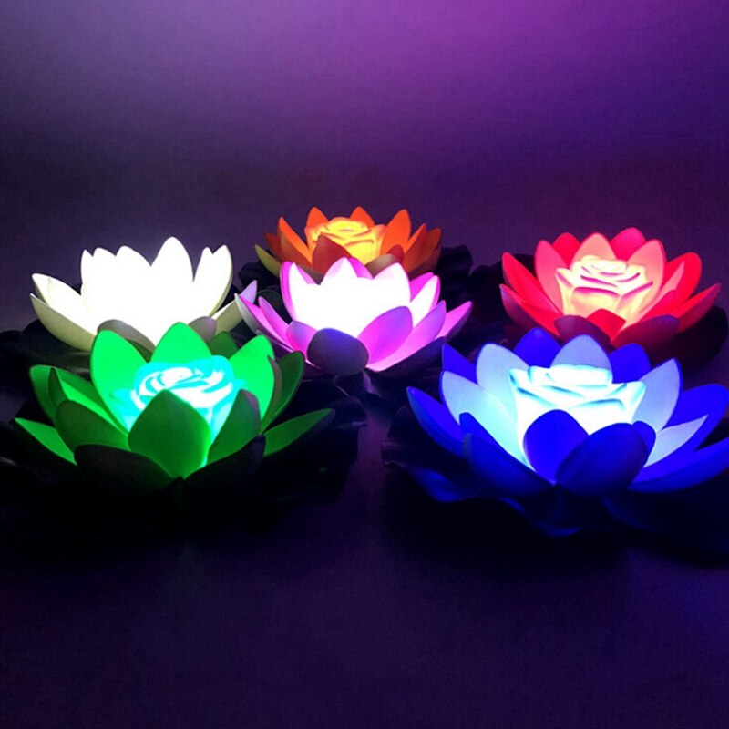 Lotus Flower Shape Pond Lantern Light Floating Led Festival Outdoor Solar Powered Waterproof Garden Decorative Lighting Lamp