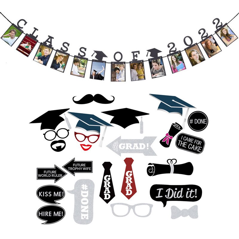 Graduation Season Photo Banner Class Of 2022 Graduation Finish High School College Garlands Congrates Grade Banner Suppli