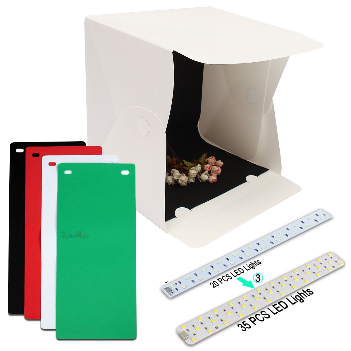 Portable 15.8 Inch Folding Light Box Photography Studio Softbox LED Light Soft Box Tent Kit for Phone Camera Photo Background