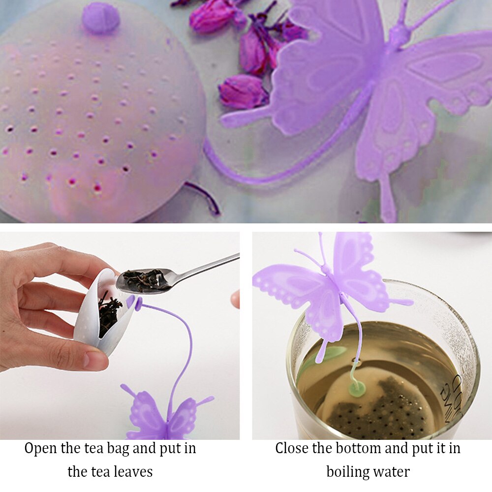 Food-grade Silicone Tea Bags Butterfly Tea Strainers Diffuser Herbal Loose Tea Infusers Filters Scented Kitchen Brewing Device